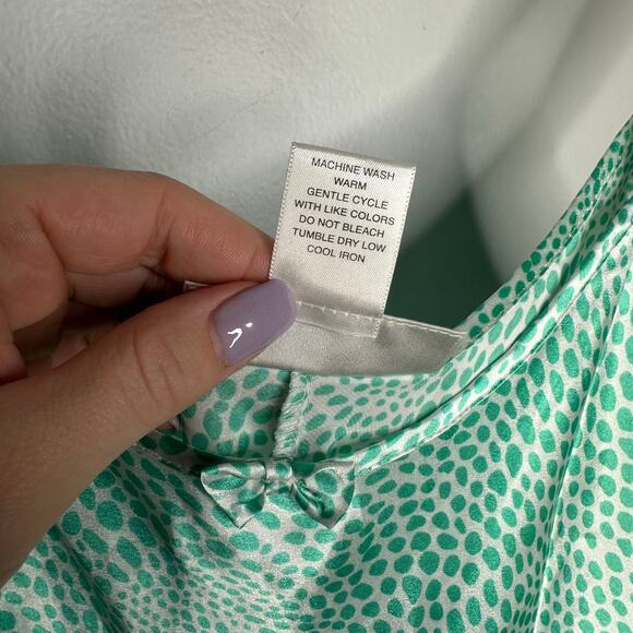Morgan Taylor Intimates Women’s Vintage Green Printed Slip Dress‎ Size Small - Picture 7 of 9